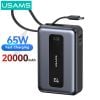Pin Dự Phòng USAMS CD243 20000mAh 65W (Digital Display, 3-Port, With Built-in Type-C Cable, 3C Certification)