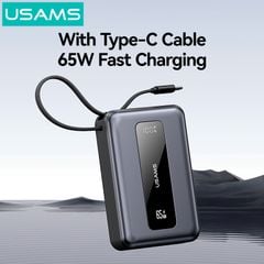 Pin Dự Phòng USAMS CD243 20000mAh 65W (Digital Display, 3-Port, With Built-in Type-C Cable)