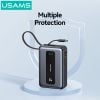 Pin Dự Phòng USAMS CD243 20000mAh 65W (Digital Display, 3-Port, With Built-in Type-C Cable, 3C Certification)