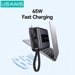 Pin Dự Phòng USAMS CD243 20000mAh 65W (Digital Display, 3-Port, With Built-in Type-C Cable)