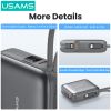 Pin Dự Phòng USAMS CD240 10000mAh 20W (Digital Display, With Dual Built-in C+Lightning Cable, 3C Certification)