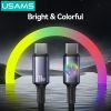 Cáp Sạc Nhanh C to C USAMS SJ751 240W (Colorful Light, 480Mbps, 1.2m)