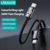 Cáp Sạc Nhanh C to C USAMS SJ751 240W (Colorful Light, 480Mbps, 1.2m)