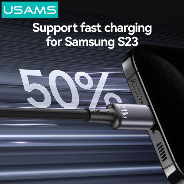 Cáp Sạc Nhanh C to C USAMS SJ751 240W (Colorful Light, 480Mbps, 1.2m)