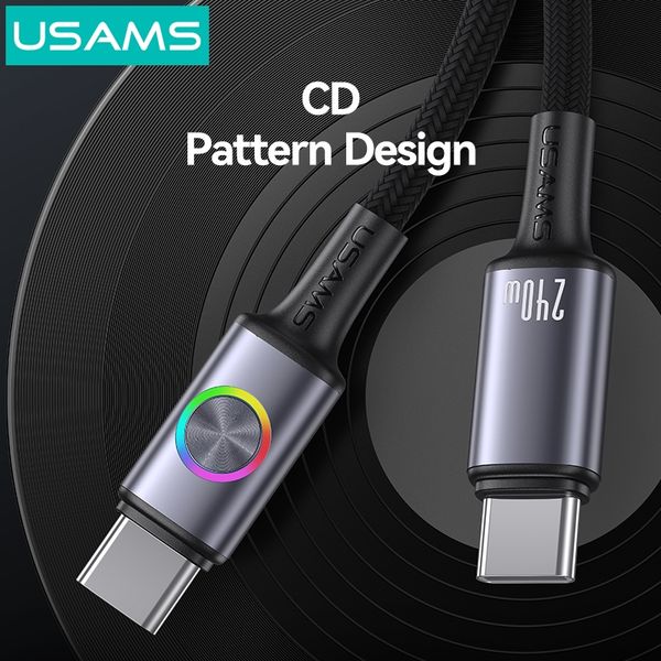Cáp Sạc Nhanh C to C USAMS SJ751 240W (Colorful Light, 480Mbps, 1.2m)
