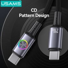 Cáp Sạc Nhanh C to C USAMS SJ751 240W (Colorful Light, 480Mbps, 1.2m)