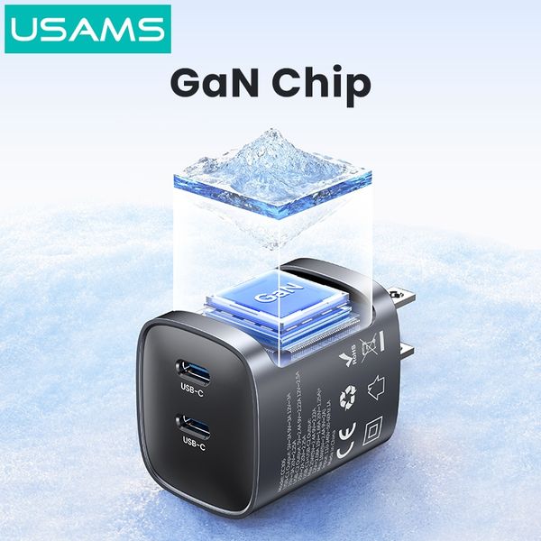 Củ Sạc Nhanh 2C GaN USAMS CC306 45W (Dual Type-C port, Multiple Protection)