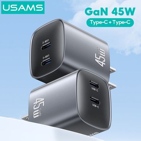 Củ Sạc Nhanh 2C GaN USAMS CC306 45W (Dual Type-C port, Multiple Protection)