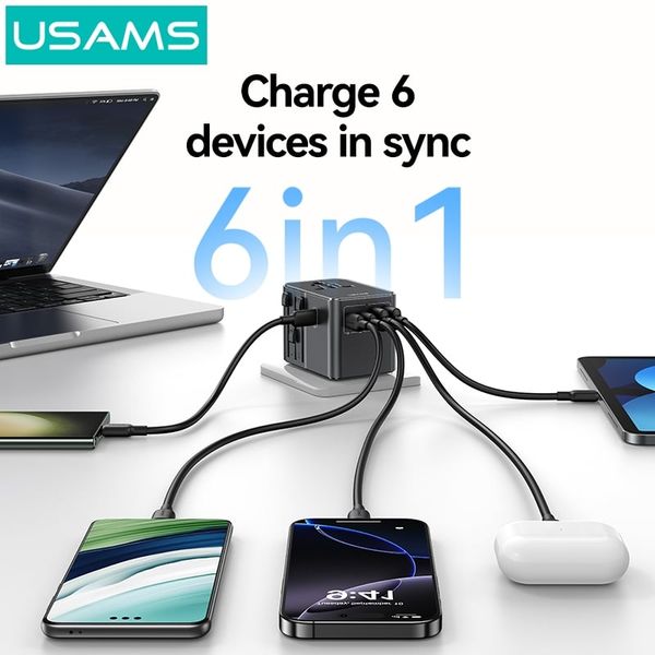 Củ Sạc Du Lịch 3C+2A USAMS CC310 70W (US/AU/UK/EU)