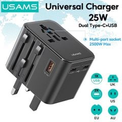 Củ Sạc Du Lịch 2C+1A USAMS CC309 25W (US/AU/UK/EU)
