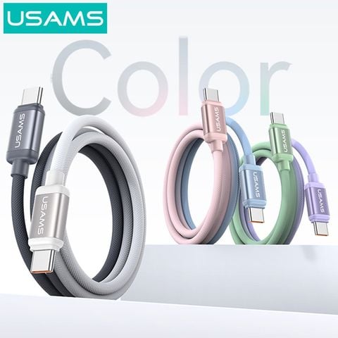 Cáp Sạc Nhanh C to C USAMS SJ756 60W (1.2m, 480Mbps, Nylon Braided Cable)
