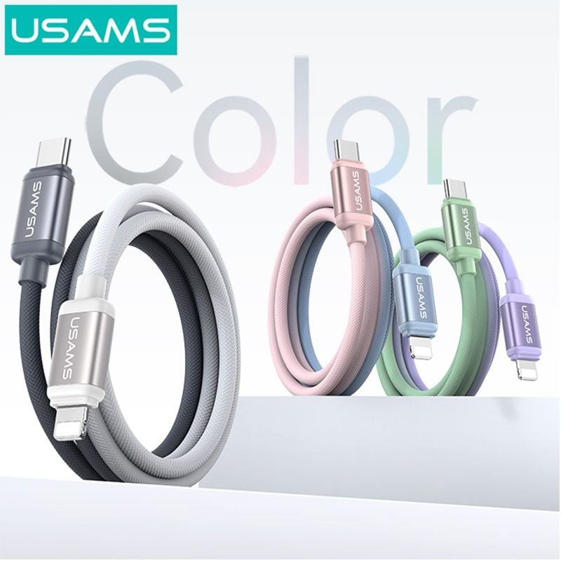 Cáp Sạc Nhanh C to Lightning USAMS SJ757 30W (1.2m, 480Mbps, Nylon Braided Cable)