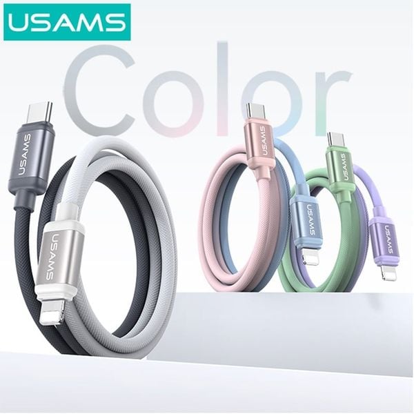 Cáp Sạc Nhanh C to Lightning USAMS SJ757 30W (1.2m, 480Mbps, Nylon Braided Cable)