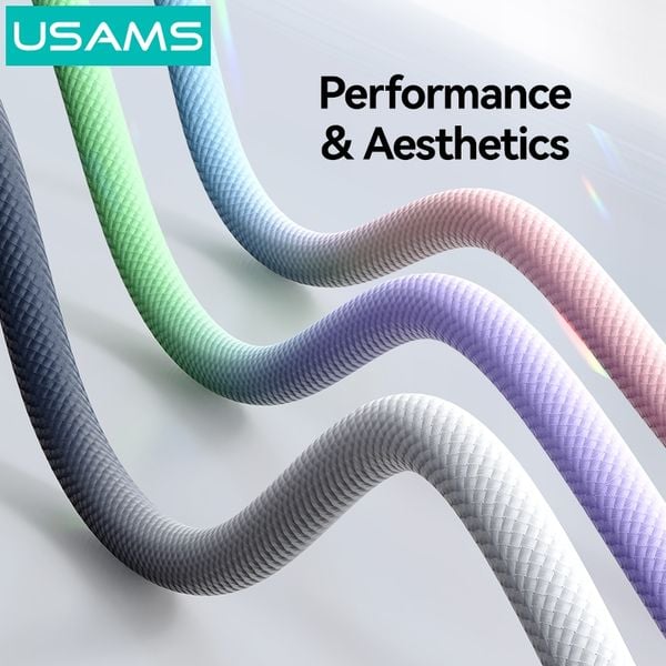 Cáp Sạc Nhanh C to Lightning USAMS SJ757 30W (1.2m, 480Mbps, Nylon Braided Cable)