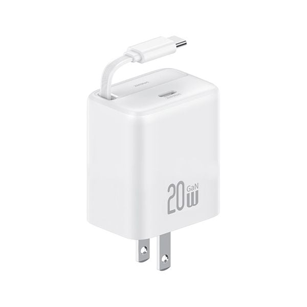Bộ Sạc Nhanh Tích Hợp Cáp Dây Rút USAMS CC233 20W GaN Charger PD3.0+QC3.0