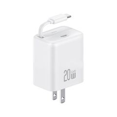 Bộ Sạc Nhanh Tích Hợp Cáp Dây Rút USAMS CC233 20W GaN Charger PD3.0+QC3.0