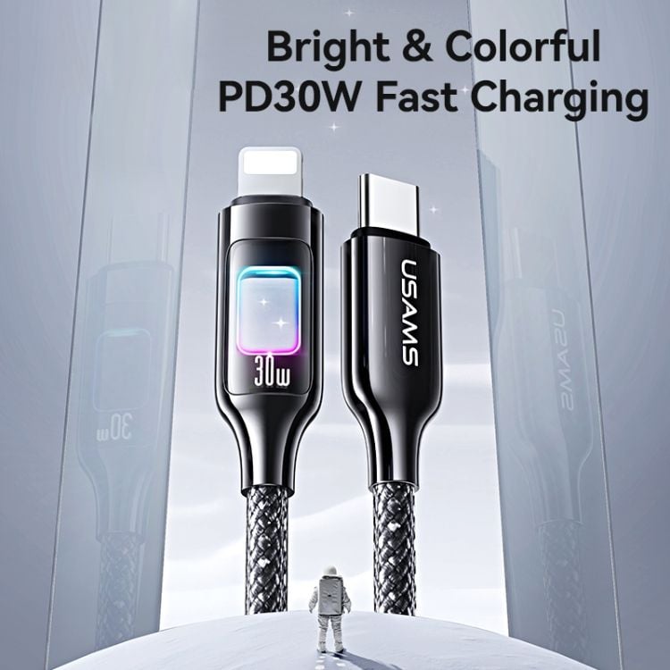 Cáp Sạc Nhanh C to Lightning USAMS SJ749 30W (480Mbps, Colorful LED Light)