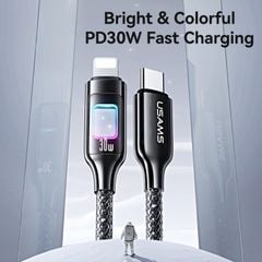 Cáp Sạc Nhanh C to Lightning USAMS SJ749 30W (480Mbps, Colorful LED Light)