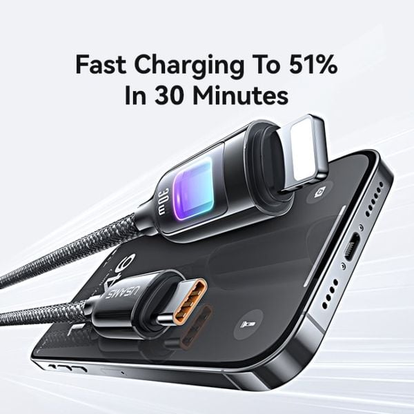 Cáp Sạc Nhanh C to Lightning USAMS SJ749 30W (480Mbps, Colorful LED Light)