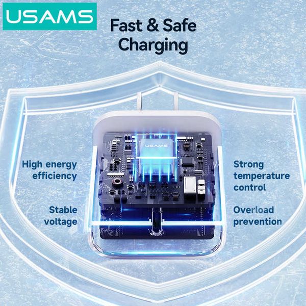 Combo Củ Sạc Nhanh USAMS CC228 20W (Kèm Cáp SJ712 30W C To Lightning 1m)