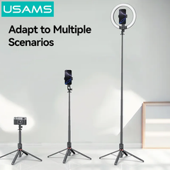Tripod Tích Hợp Đèn Livestream USAMS ZB323 (With Fill Light 1200mAh, Length 2.3m, Ring Light 10-inch)
