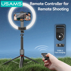 Tripod Tích Hợp Đèn Livestream USAMS ZB323 (With Fill Light 1200mAh, Length 2.3m, Ring Light 10-inch)