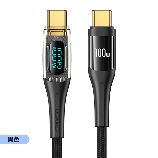Cáp sạc nhanh USAMS SJ590/SJ591 Type-C To Type-C PD 100W Transparent Digital Display Shadow Series