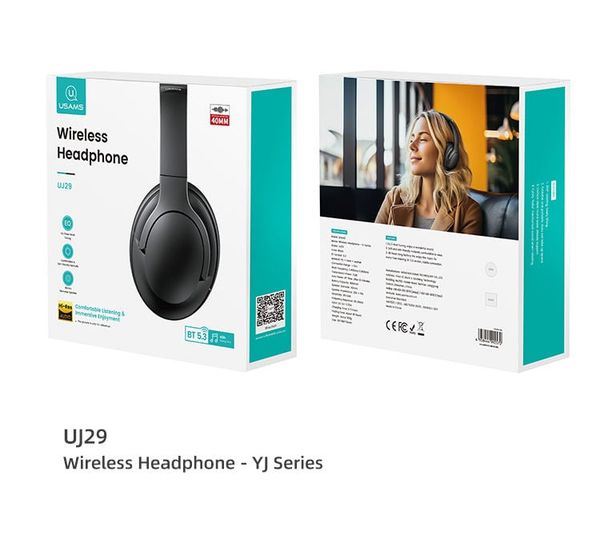 Tai Nghe Chụp Tai USAMS UJ29 (Bluetooth v5.3, 10dB, 400mAh, 40hrs, EQ 3-level tuning)