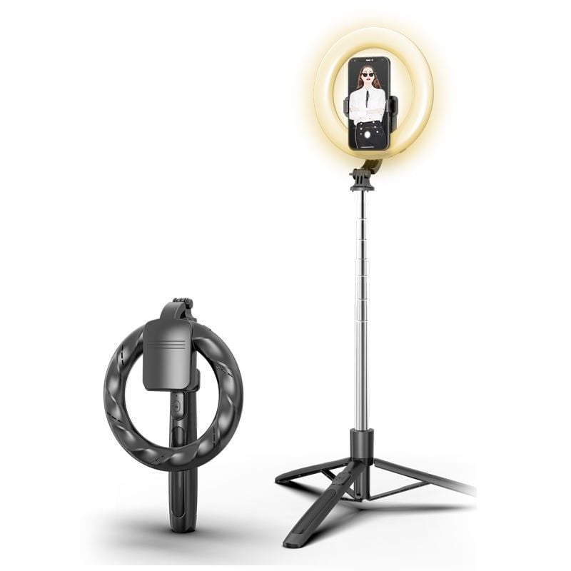 Gậy chụp hình tích hợp Tripod và Đèn USAMS ZB241 Portable Live Show LED Ring Light Selfie Stick With Tripod (Max Height: 1.68m)