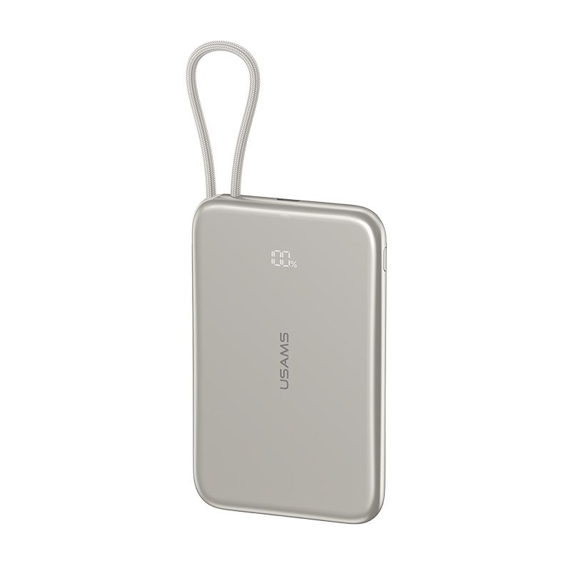Pin Dự Phòng USAMS CD227 5000mAh 20W (Siêu Mỏng, Digital Display, Kèm Cáp C to C, Từ tính)