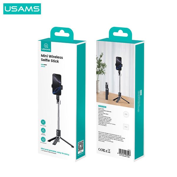 Gậy Selfie Tích Hợp Tripod USAMS ZB324 (270° Adjustment, Max Length: 1.1m, For phones in 4.7-7 inches, With anti-slip silicone pad, Steady support)