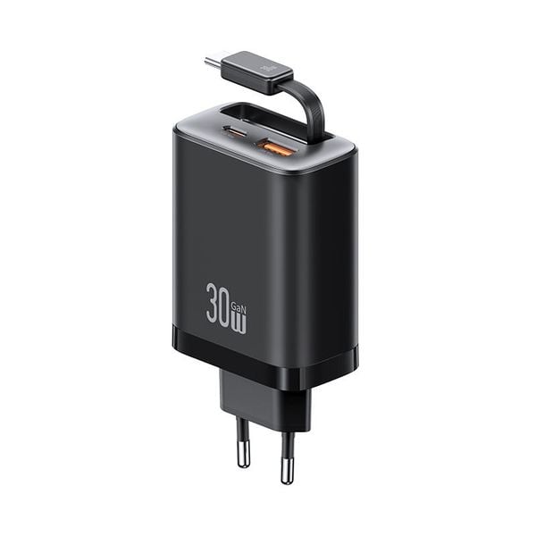 Củ Sạc Nhanh 2C+1A GaN USAMS CC297 30W (With Type-C Rectangle Built-in cable)