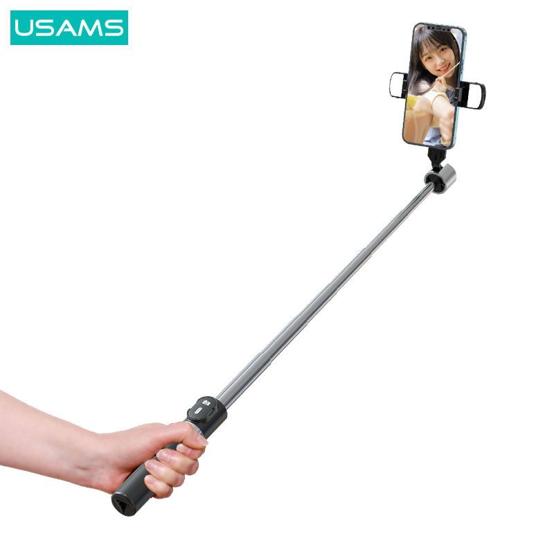 Gậy Selfie Tích Hợp Tripod USAMS ZB324 (270° Adjustment, Max Length: 1.1m, For phones in 4.7-7 inches, With anti-slip silicone pad, Steady support)