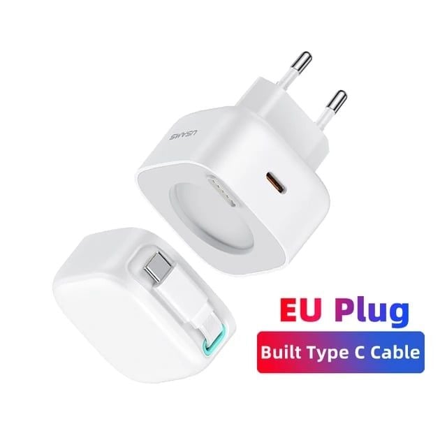 Củ Sạc Nhanh USAMS GaN Charger 35W Type C PD Fast Phone Charger Built in Quick Charge Cable
