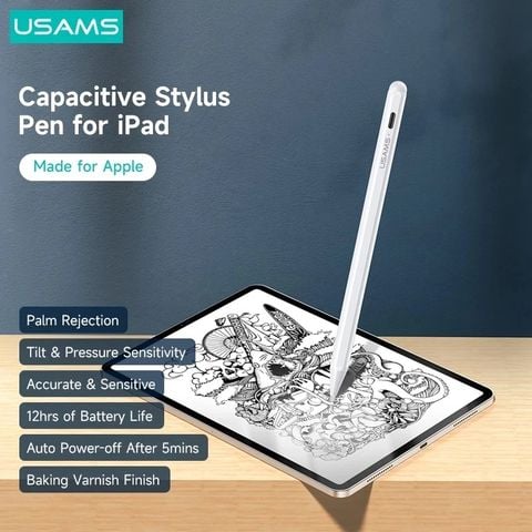Bút Cảm Ứng USAMS ZB223 Active Stylus Pen for iPad 2018-2021 (12H, 110mAh)