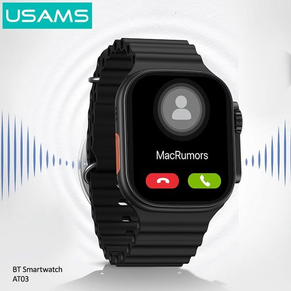 Đồng Hồ Thông Minh USAMS AT03 (2.01″ IPS Display, Bluetooth v5.0, Intelligent Life Monitoring, AAC Hi-fi Speaker, Bluetooth Speakerphone Call, Notification Synchronization, Intelligent Voice Assistant, Control Phone to Take Photos, Play Mini-Games)