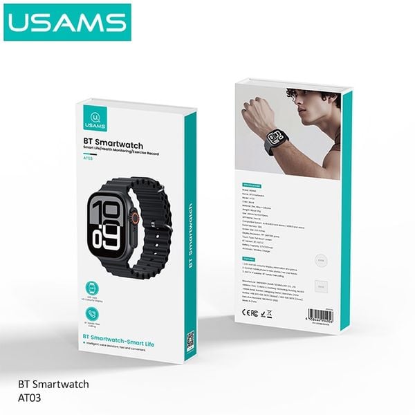 Đồng Hồ Thông Minh USAMS AT03 (2.01″ IPS Display, Bluetooth v5.0, Intelligent Life Monitoring, AAC Hi-fi Speaker, Bluetooth Speakerphone Call, Notification Synchronization, Intelligent Voice Assistant, Control Phone to Take Photos, Play Mini-Games)