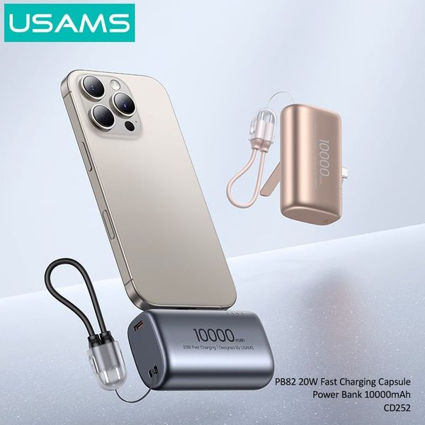Pin Dự Phòng Mini USAMS CD252 PB82 10000mAh 20W (With Built-in Type-C port)