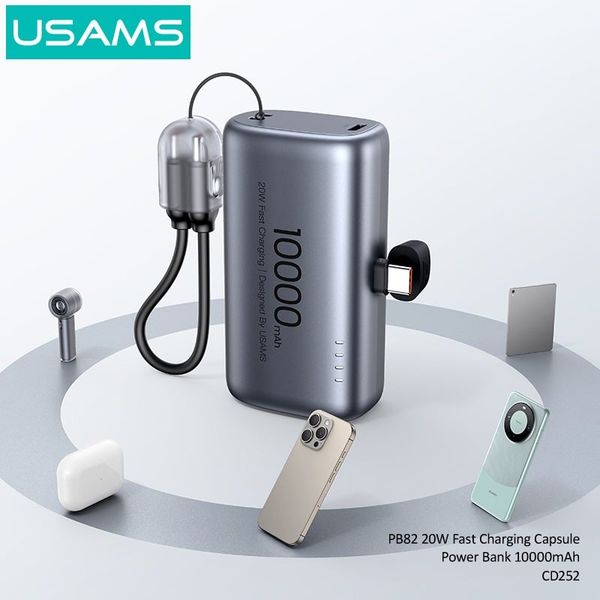 Pin Dự Phòng Mini USAMS CD252 PB82 10000mAh 20W (With Built-in Type-C port)