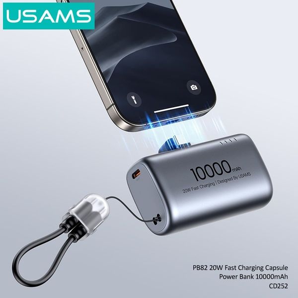 Pin Dự Phòng Mini USAMS CD252 PB82 10000mAh 20W (With Built-in Type-C port)