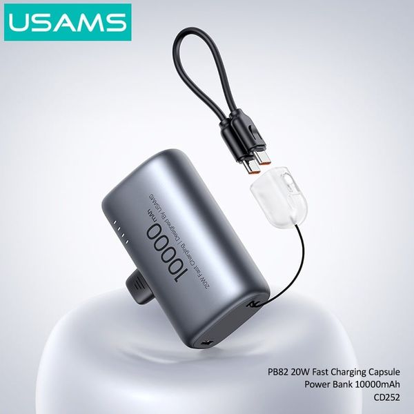 Pin Dự Phòng Mini USAMS CD252 PB82 10000mAh 20W (With Built-in Type-C port)