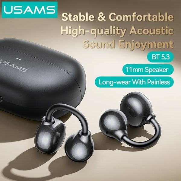 Tai Nghe Kẹp Tai Bluetooth TWS USAMS Echo R02 (Bluetooth v5.3, 7H, 11mm Speaker Diameter)