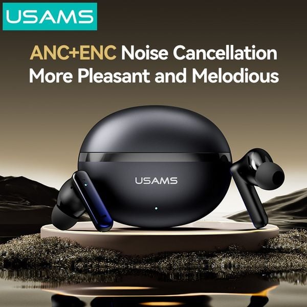 Tai Nghe Bluetooth TWS USAMS Echo E02 (Bluetooth v5.3, 4H, ANC+ENC, Deep Noise Cancellation, Crystal-Clear Sound, AAC Decoding, 360° Pure Audio Soundstage)