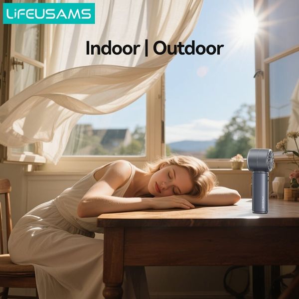 Quạt Cầm Tay USAMS LU03 4.7W (With lanyard hole, 100-Level Stepless Speed Adjustment, Smart Digital Display, 4000mAh, Supports 18W fast charging)