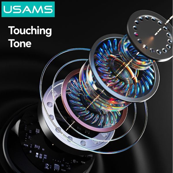 Tai Nghe Bluetooth TWS USAMS Echo E02 (Bluetooth v5.3, 4H, ANC+ENC, Deep Noise Cancellation, Crystal-Clear Sound, AAC Decoding, 360° Pure Audio Soundstage)