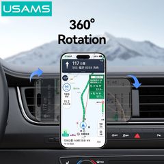 Giá Đỡ Điện Thoại Nam Châm Trên Ô Tô USAMS ZJ081 (Air Vent Version, 360° Rotation, Strong Magnetic Adsorption)
