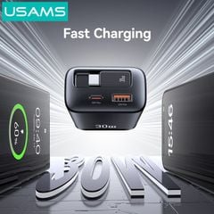 Củ Sạc Nhanh 2C+1A GaN USAMS CC297 30W (With Type-C Rectangle Built-in cable)