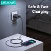 Củ Sạc Nhanh 2C+1A GaN USAMS CC297 30W (With Type-C Rectangle Built-in cable)