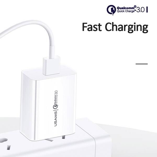 Combo Củ Sạc Nhanh USAMS CC083 18W (QC3.0, Kèm Cáp Micro USB/Lightning/Type-C)