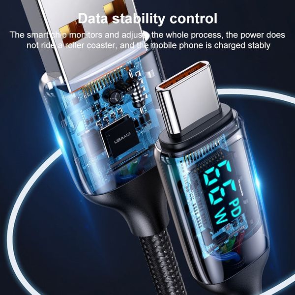 Cáp Sạc Nhanh Màn Hình Kỹ Thuật Số USAMS SJ544 U78 1.2m Type-C 6A